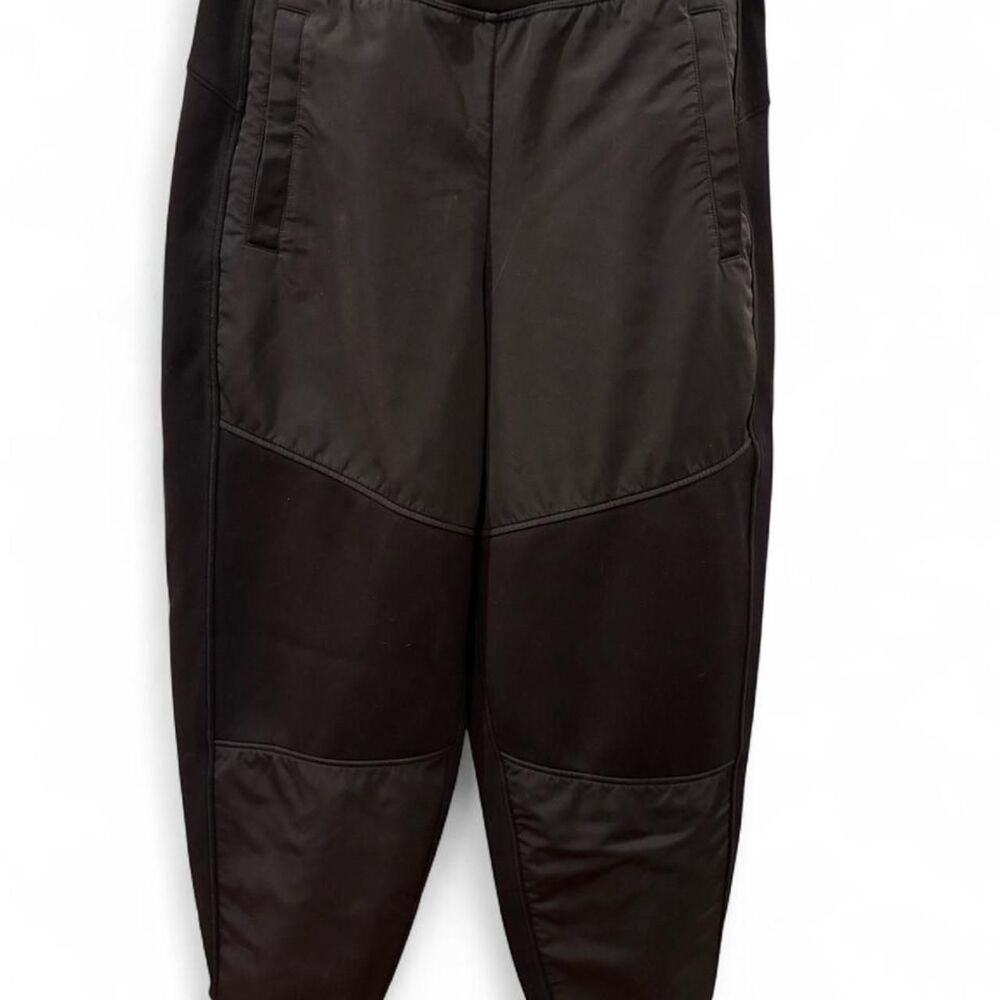 Athleta Black Two-Tone Joggers Size S — Matte & Satin Contrast Panels
